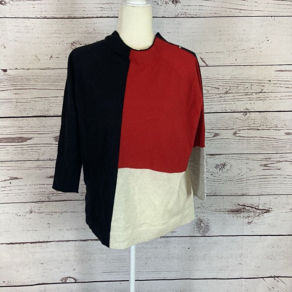 Diesel Sweater Womens Large Colorblock Jumper Wool Cashmere Blend Boxy‎